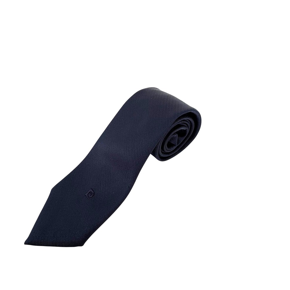 Pierre Cardin‎ Mens Navy Blue Herringbone Silk Necktie Embroidered Logo Classic